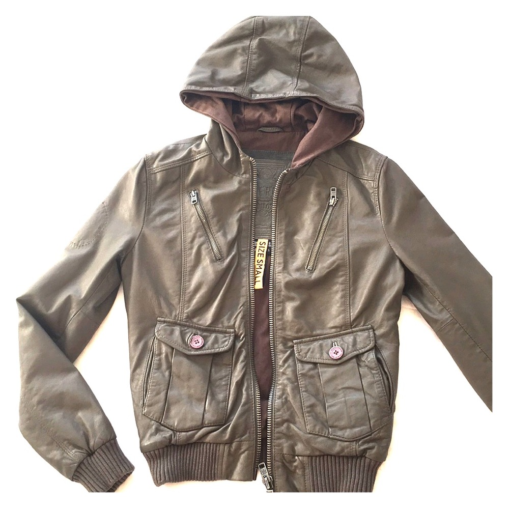 Superdry real leather jacket small